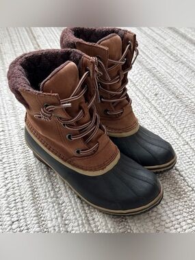 Sorel Slimpack Lace II Waterproof Boot Size 7.5 Nylon Casual Rain Boots Burro